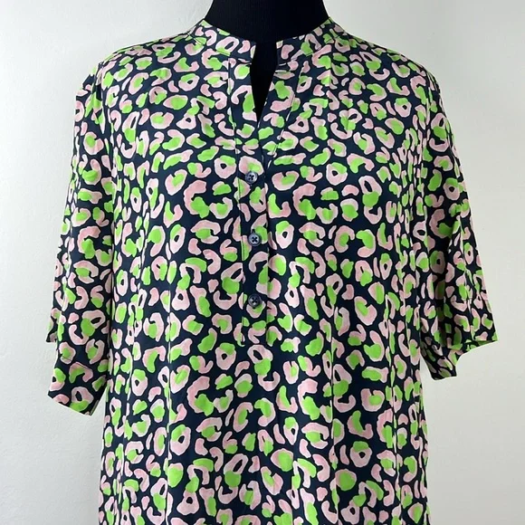 TUCKER NYC Green Laura Silk Midnight Leo Animal Print Dress XS